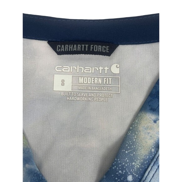 Carhartt Force Cross-Flex Modern Fit SS Scrub Top Blue Watercolor Indigo Flow S - Picture 3 of 12